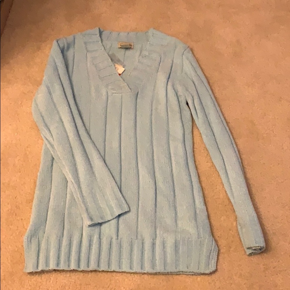 Chenille Vneck Sweater - Blue